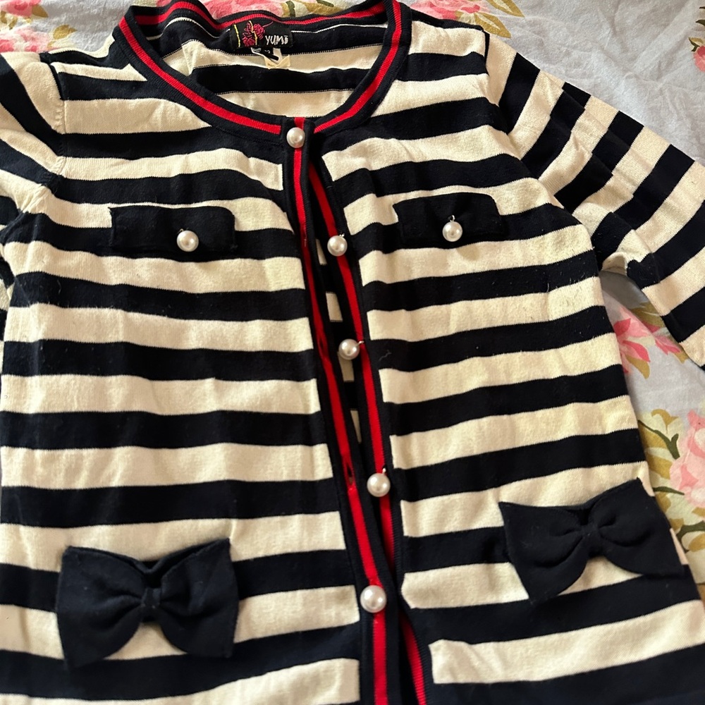 Umi Black and Cream Striped Kids Top